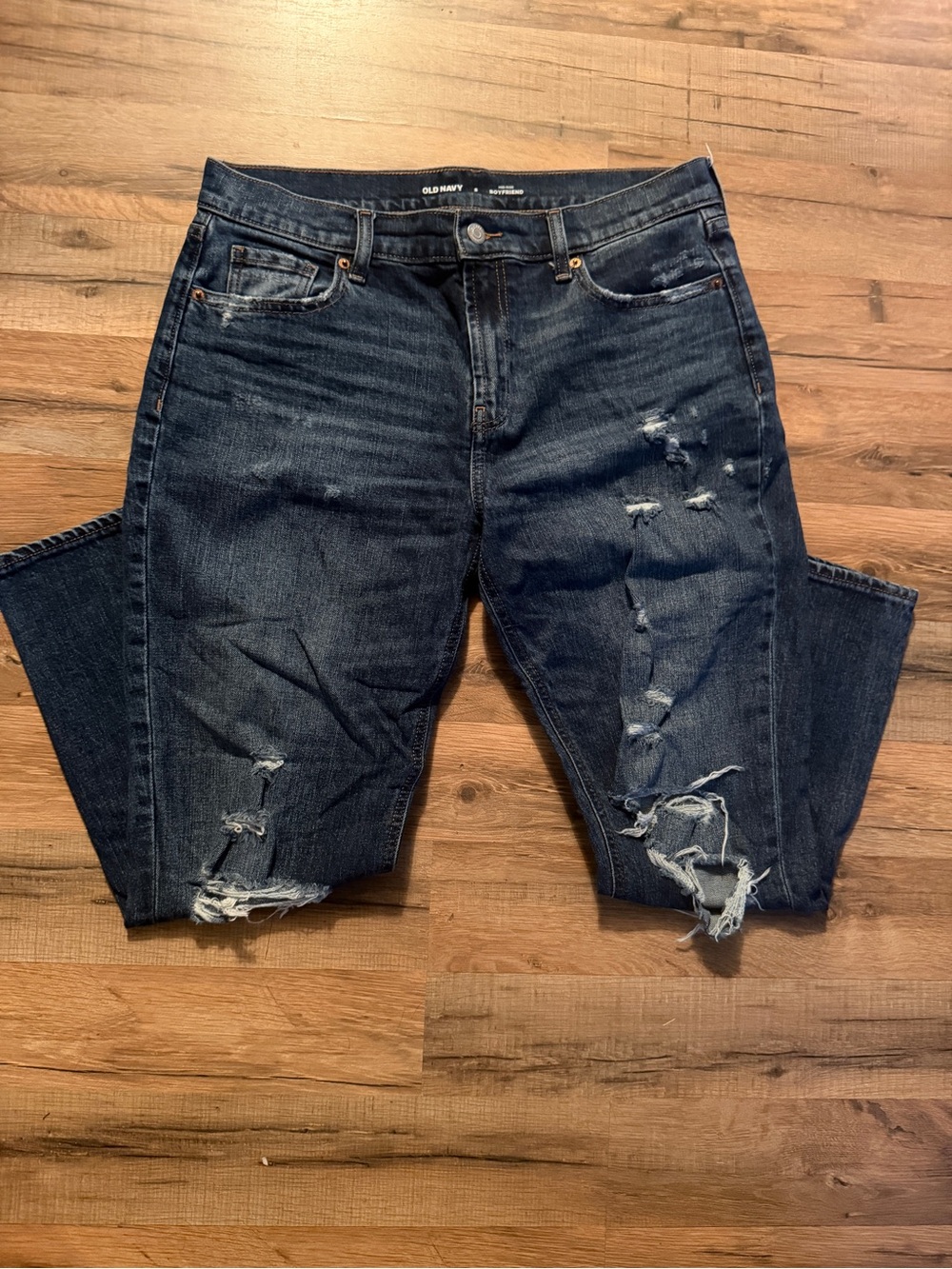 Old Navy Women's Dark Blue Ripped Skinny Jeans